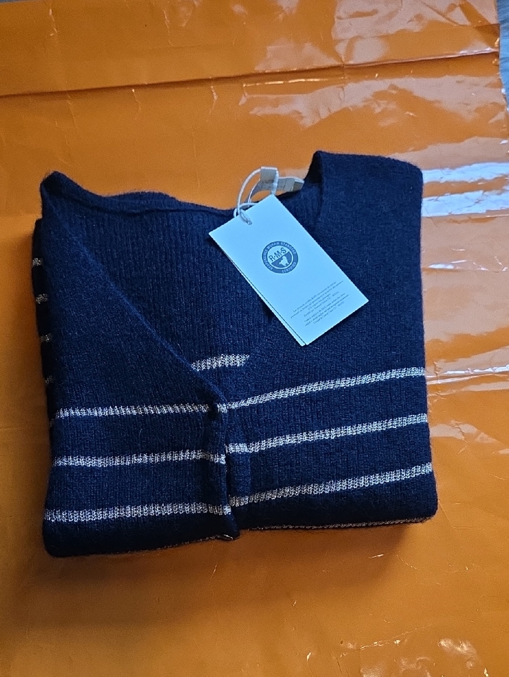 Nwt! Sezane Barry Cardigan In Navy And Gold Kid Mohair/ Baby Alpaca - Picture 8 of 8